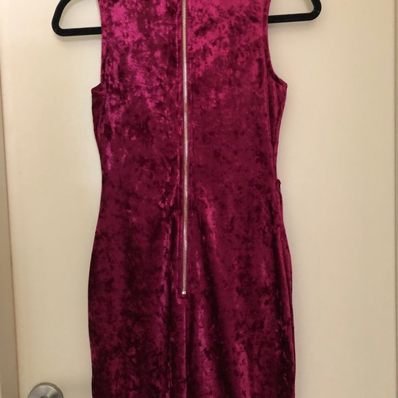 Charlotte Russe Size S Maroon Velour Dress - Picture 2 of 5